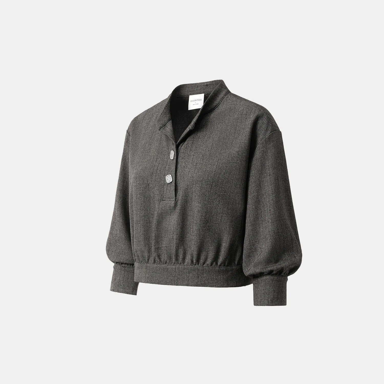 Essential Golf Collection Technical Fabric Relaxed 3/4 Sleeve Top — Black 