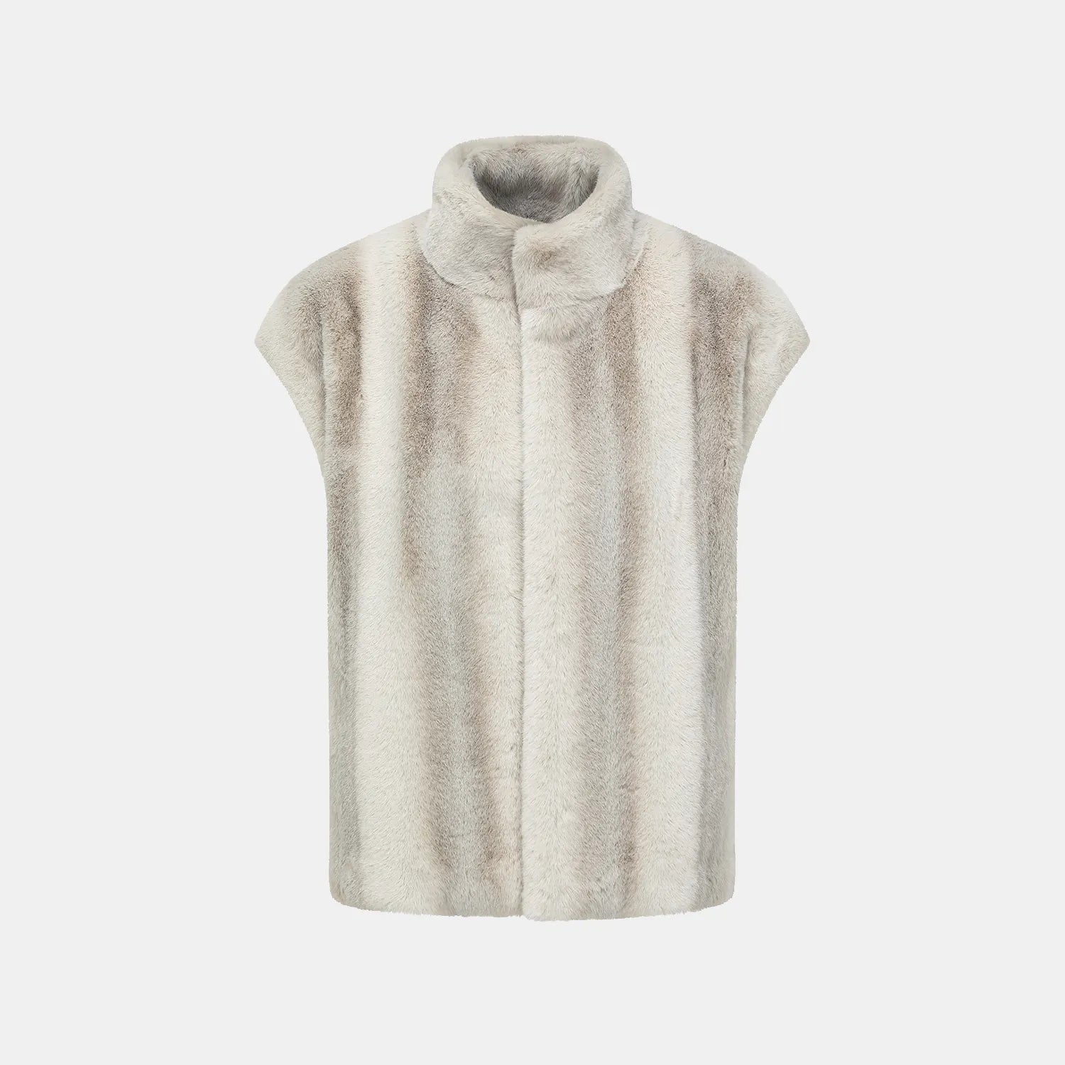 “Winter Diary” 科技皮草國風馬甲外套—銀藍灰