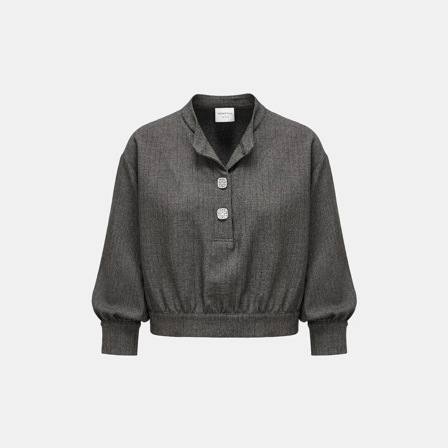 Essential Golf Collection Technical Fabric Relaxed 3/4 Sleeve Top — Black 