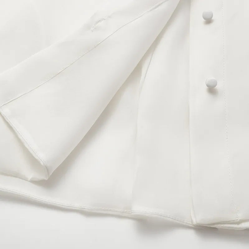 "慵倚春意" 真絲歐根緞立體剪裁國風罩衫— 杏花白