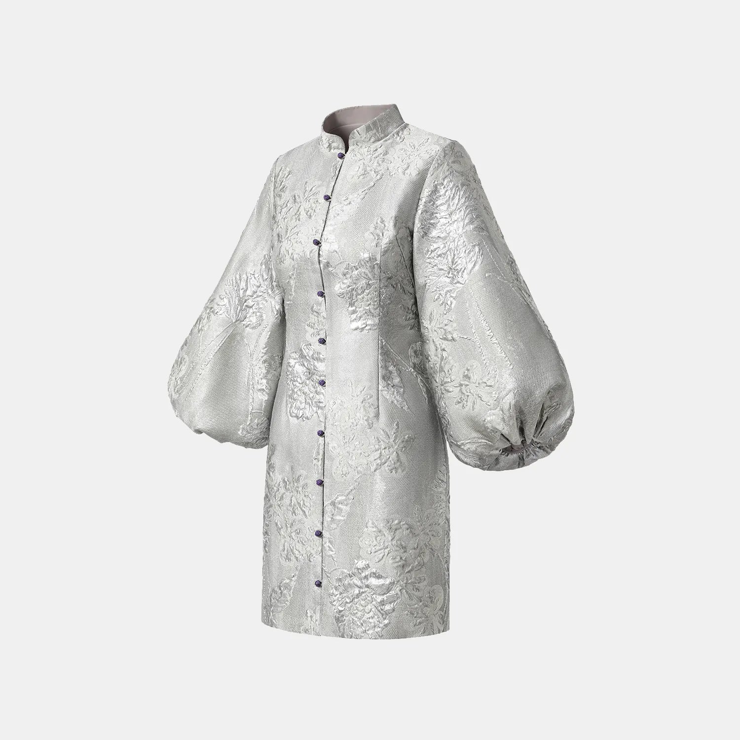 “Imperial Garden Gala“ 義大利提花國風洋裝 — 銀