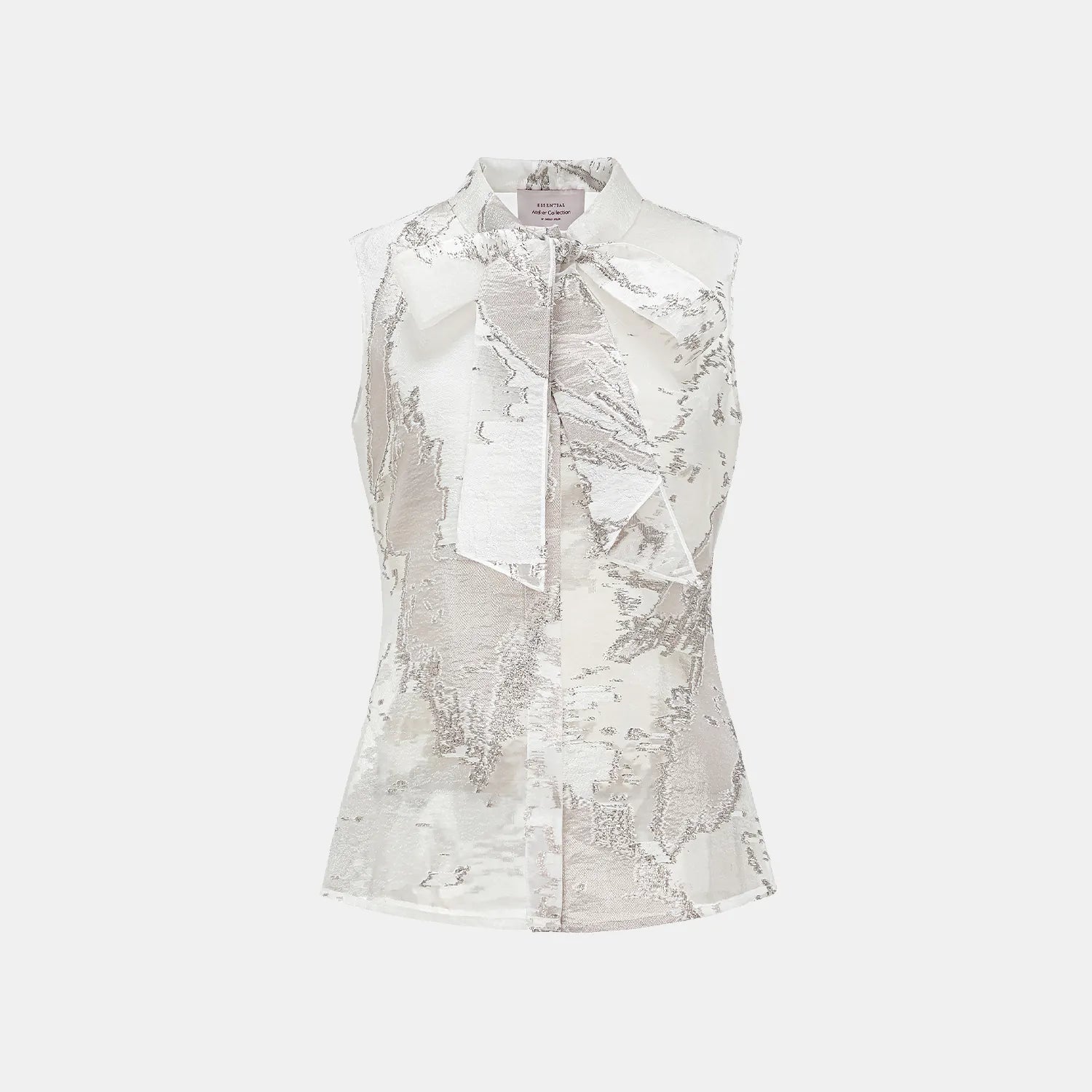 “Brunch at Ritz.” 訂製提花面料綁帶上衣