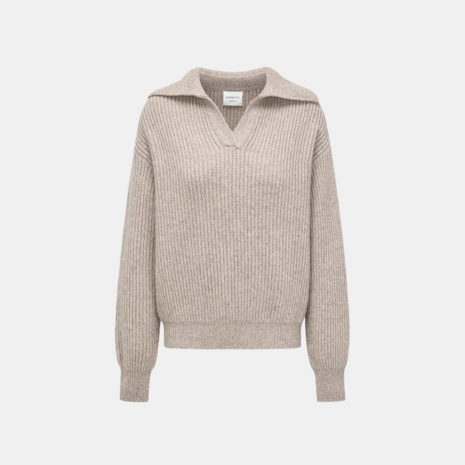 "Winter Diary" 100% Cashmere 粗針大翻領上衣—Taupe Swirl