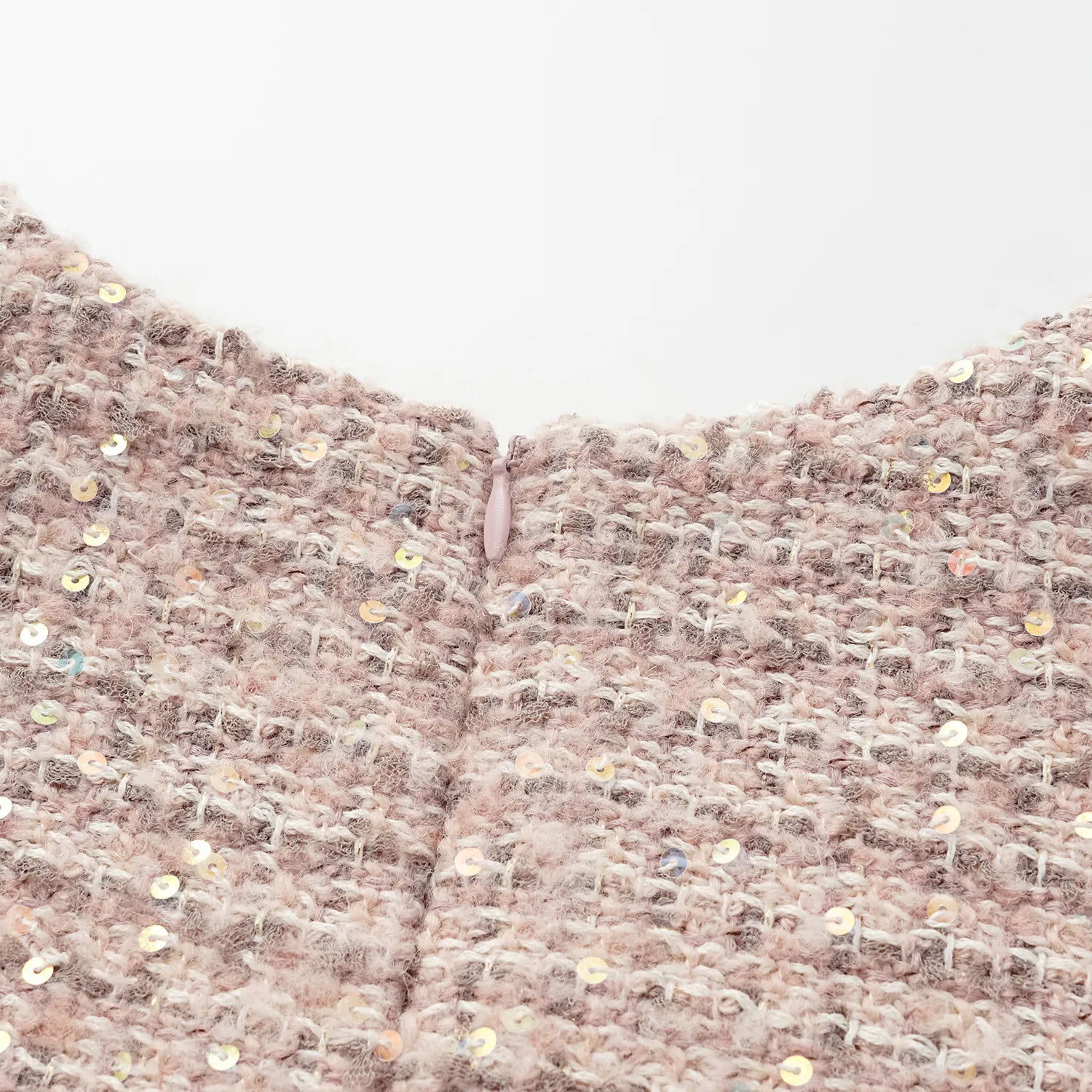 “Chelsea teatime .” Tweed A-line short dress—Pink marshmallow 