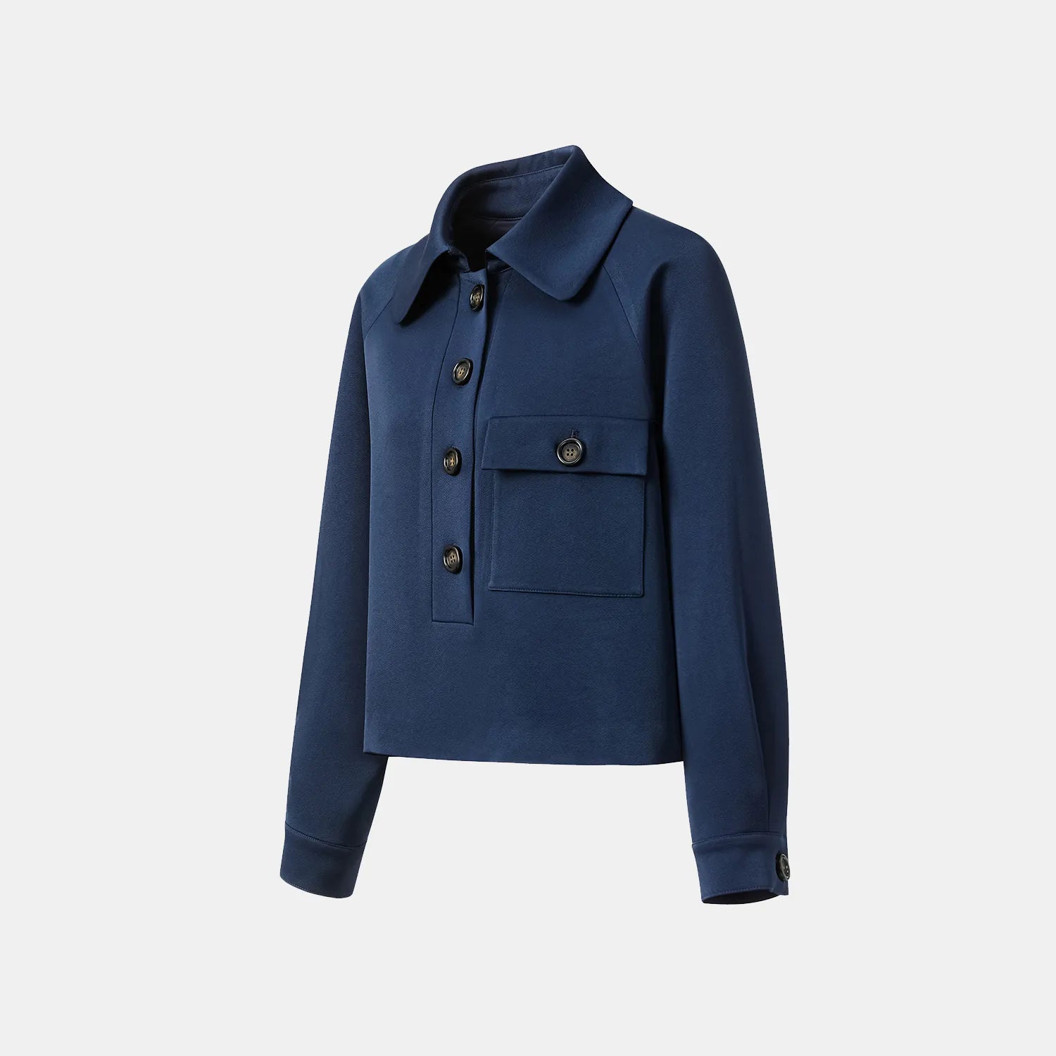 “Easy-go Chic” 重磅醋酸休閑款上衣—藍