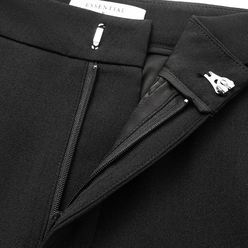 "Autumn Diary" Korean super stretch drape texture fabric beautiful leg filter flared pants - black 