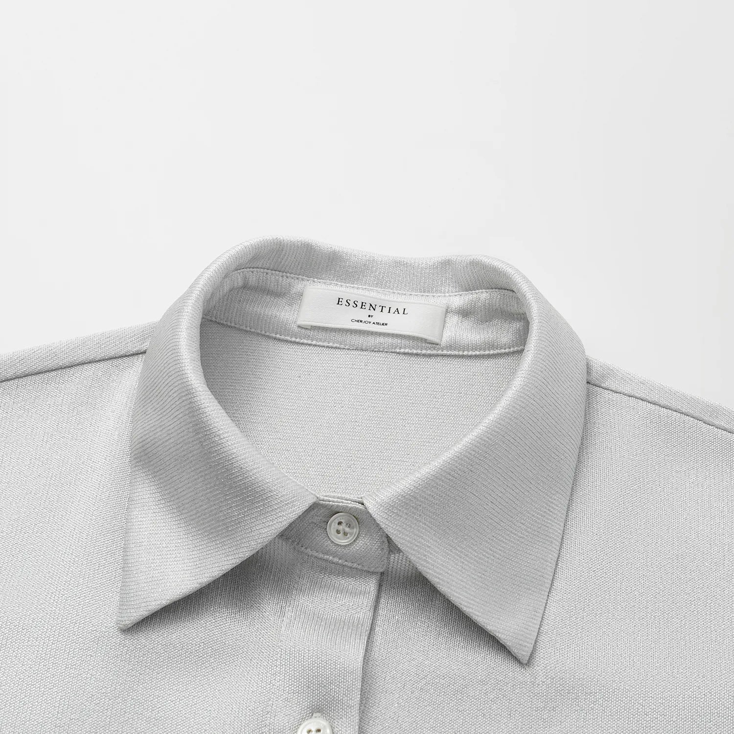 “Easy Go Chic” 醋酸針織面料Oversized 襯衫 — 銀白