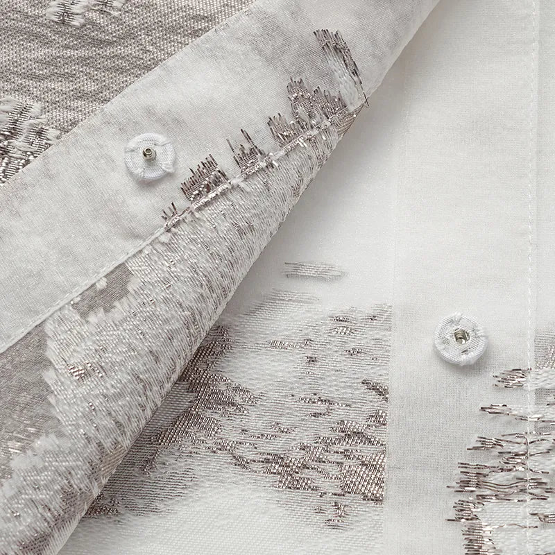 “Brunch at Ritz.” 訂製提花面料綁帶上衣