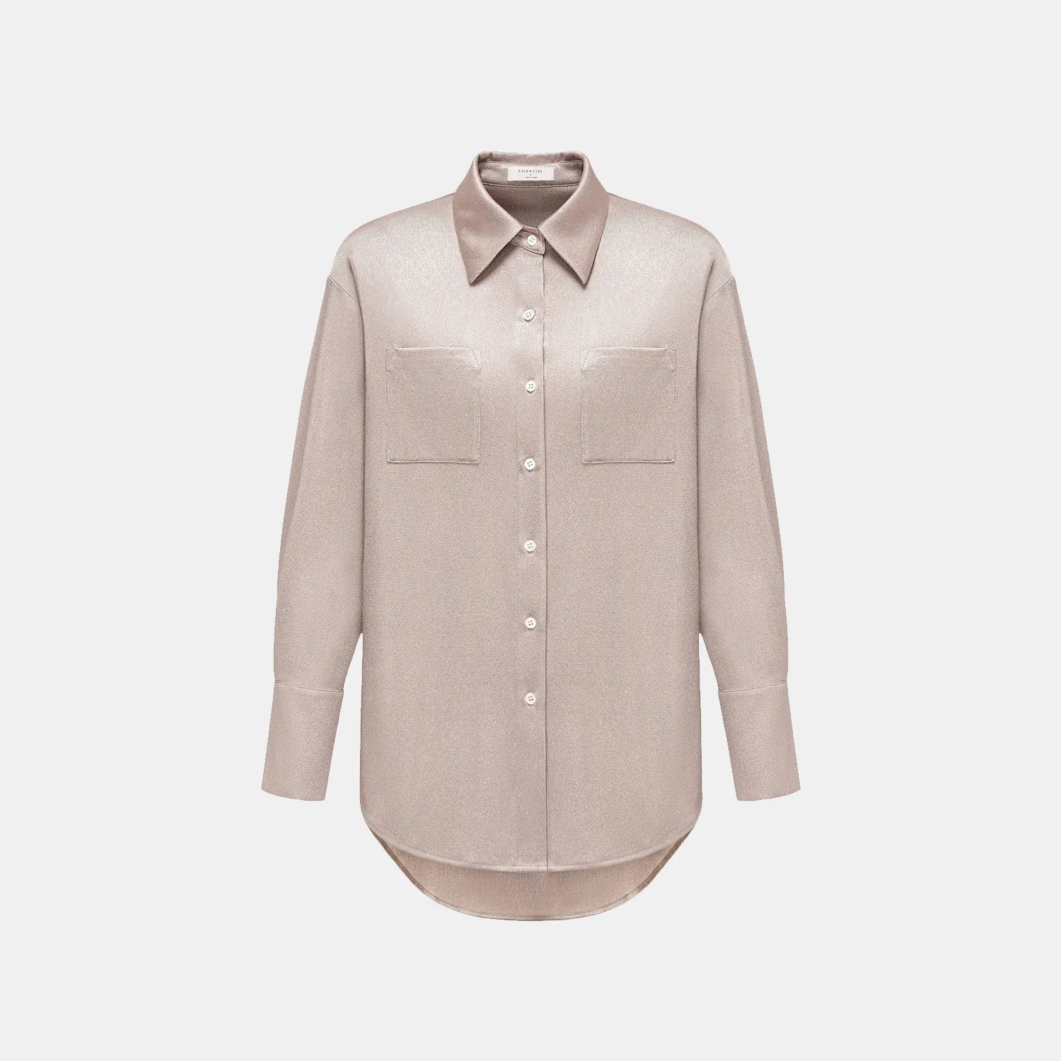 “Easy Go Chic” 醋酸針織面料Oversized 襯衫 — 咖啡