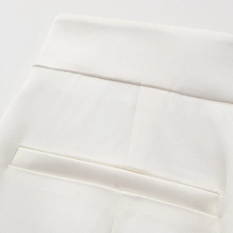 ”The Atelier.” 高級訂製軟馬甲工藝高腰九分褲—白