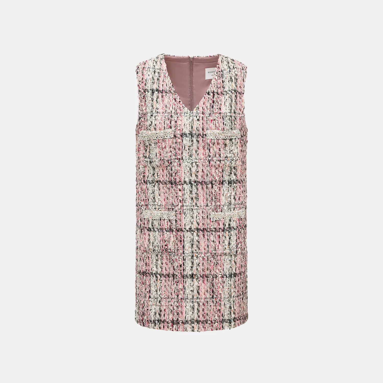 "Brunch at Ritz" Tweed V-neck dress—Ispahan 