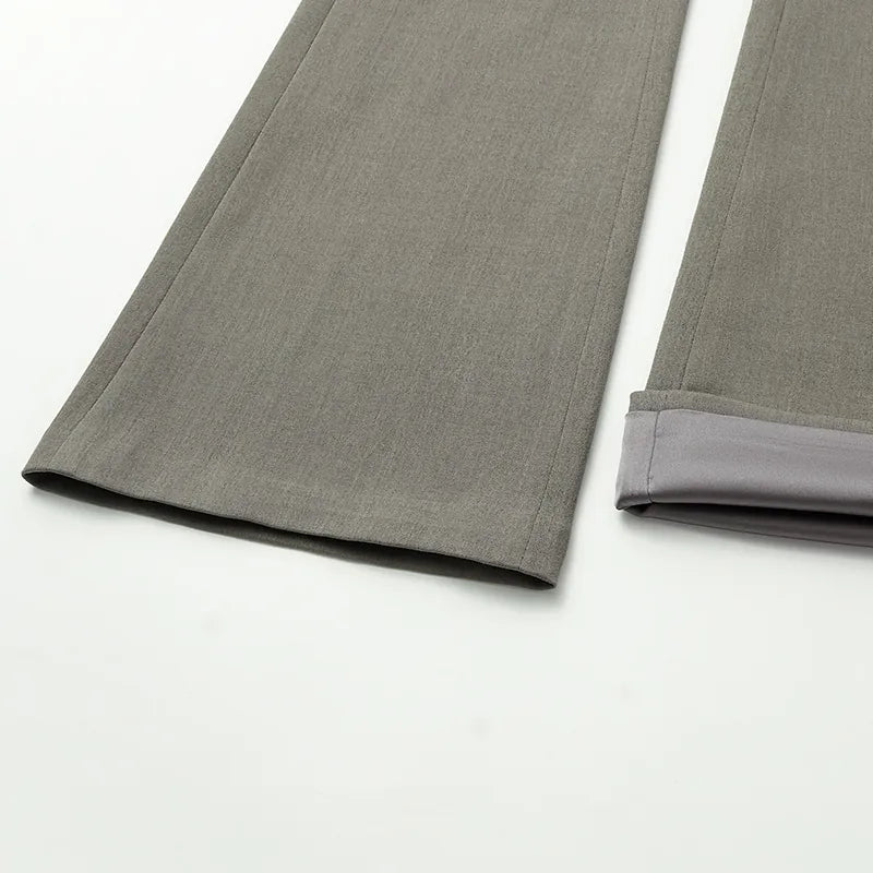 “Autumn Diary ” 韓國超彈力垂墜肌理面料美腿濾鏡喇叭褲—灰色