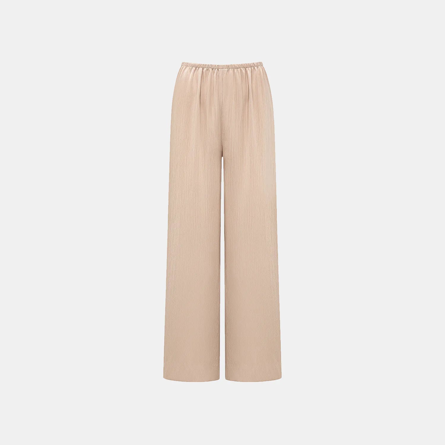 "Easy Go Chic" Korean Pleated Fabric Straight Leg Pants — Nude Gold 