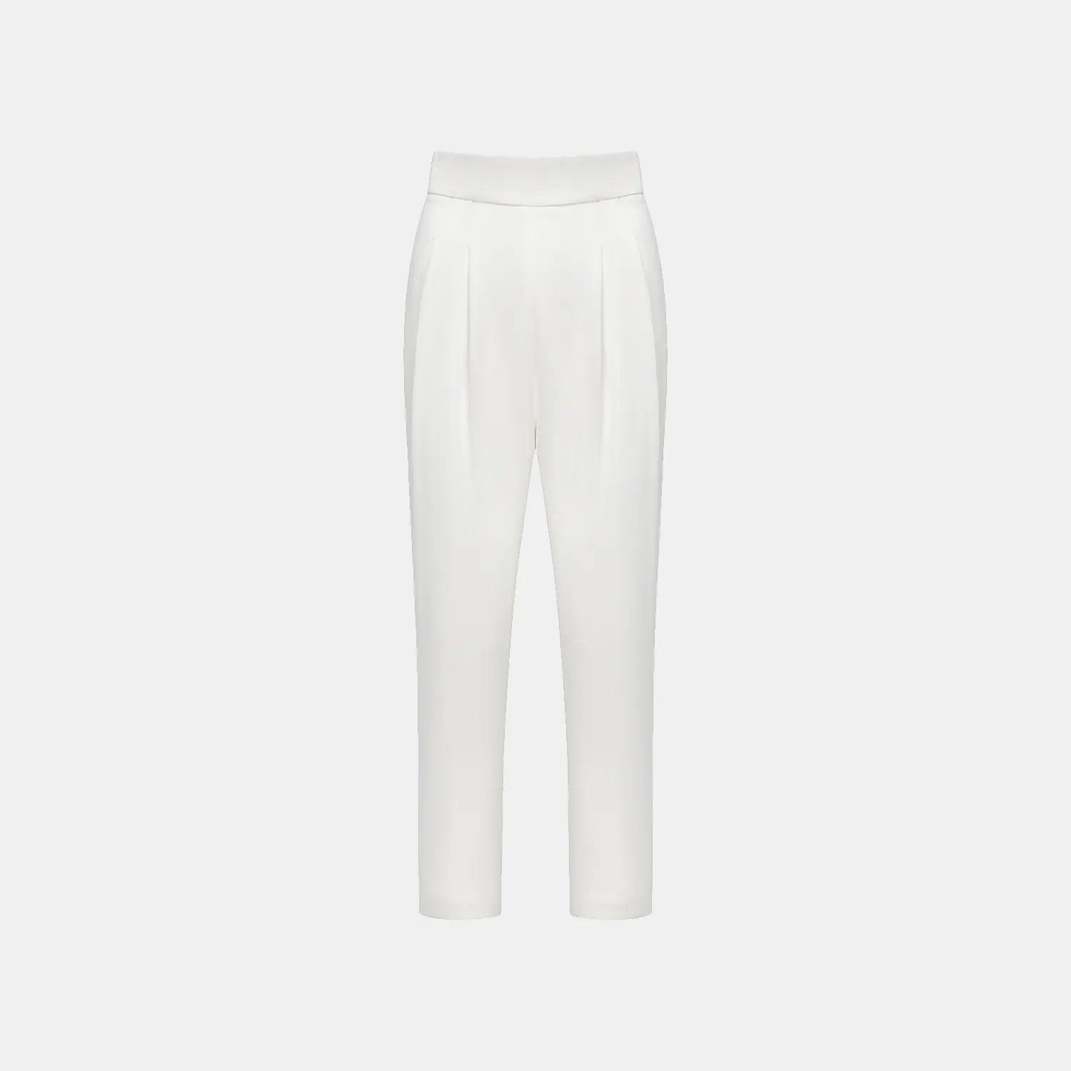 ”The Atelier.” 抗皺肌理醋酸高級訂製軟馬甲工藝高腰九分褲—白