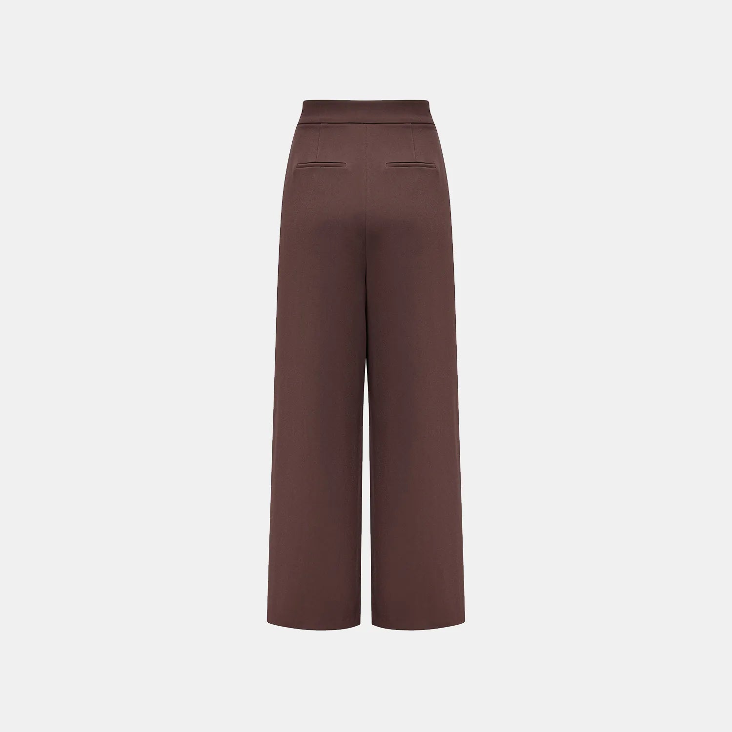 “Speak Sleek.” 抗皺肌理醋酸特殊剪裁闊腿長褲—麂皮棕