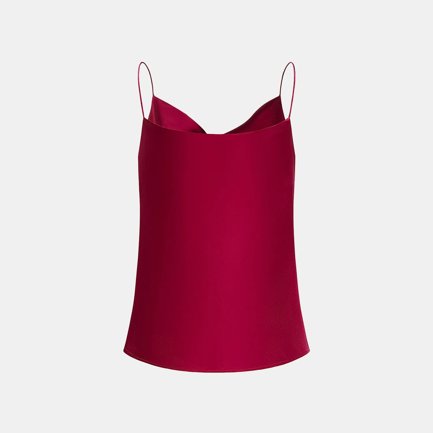 "Summer Diary" 醋酸盪領細肩帶背心—玫瑰紅