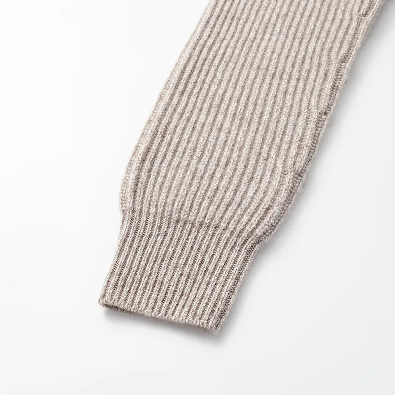 "Winter Diary" 100% Cashmere 粗針大翻領上衣—Taupe Swirl