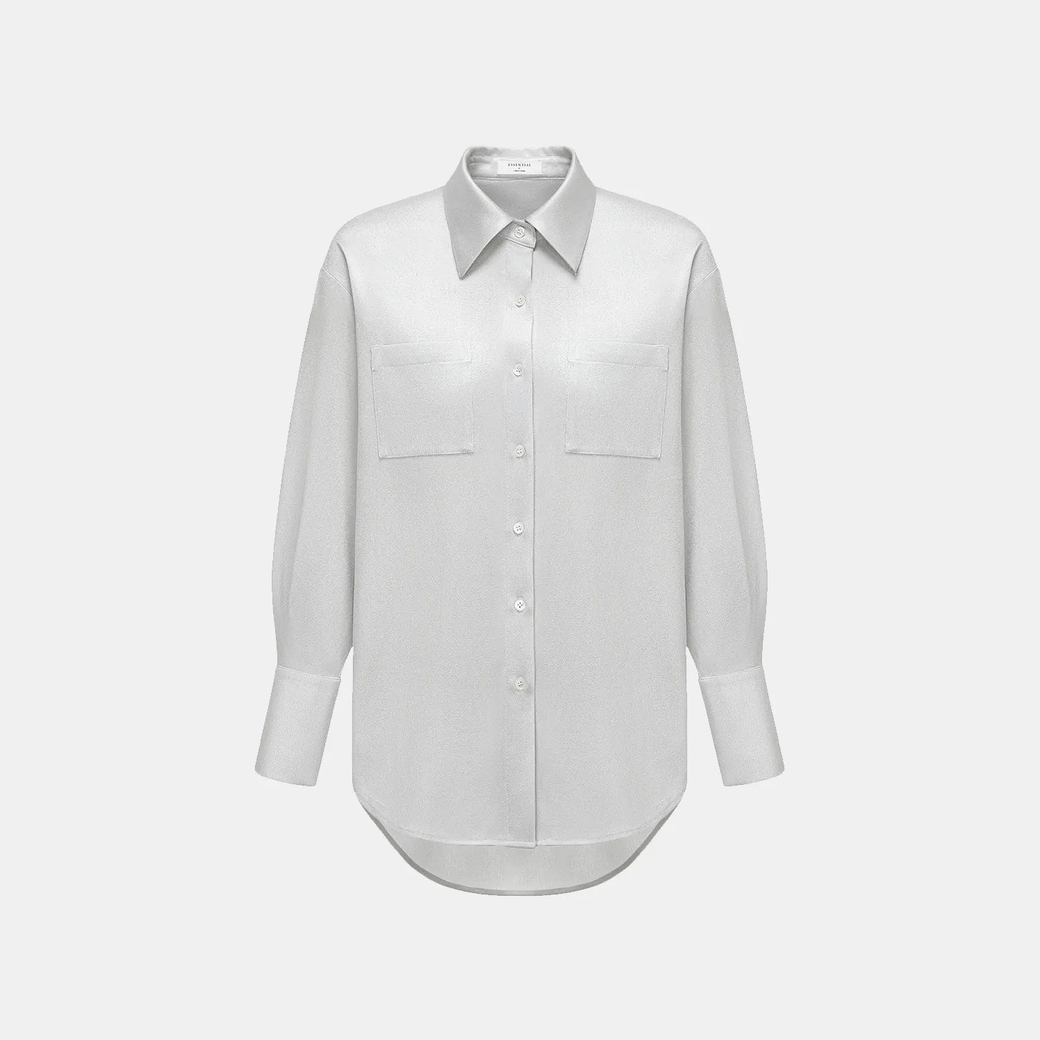 “Easy Go Chic” 醋酸針織面料Oversized 襯衫 — 銀白