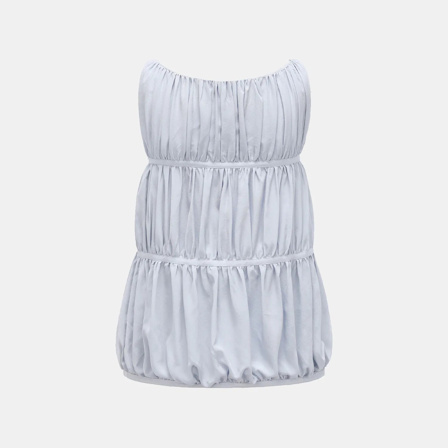 "Brunch at Ritz." 真絲雪紡立體抽褶背心— 暮雲煙紫