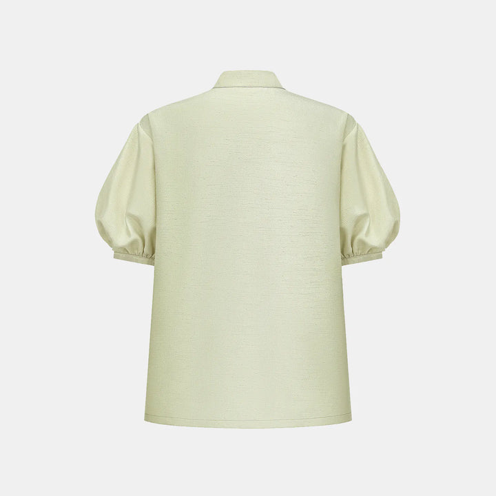 “Sloane Ave glam.” 鏤空設計襯衫— 氣泡綠 (霧面/緞面)