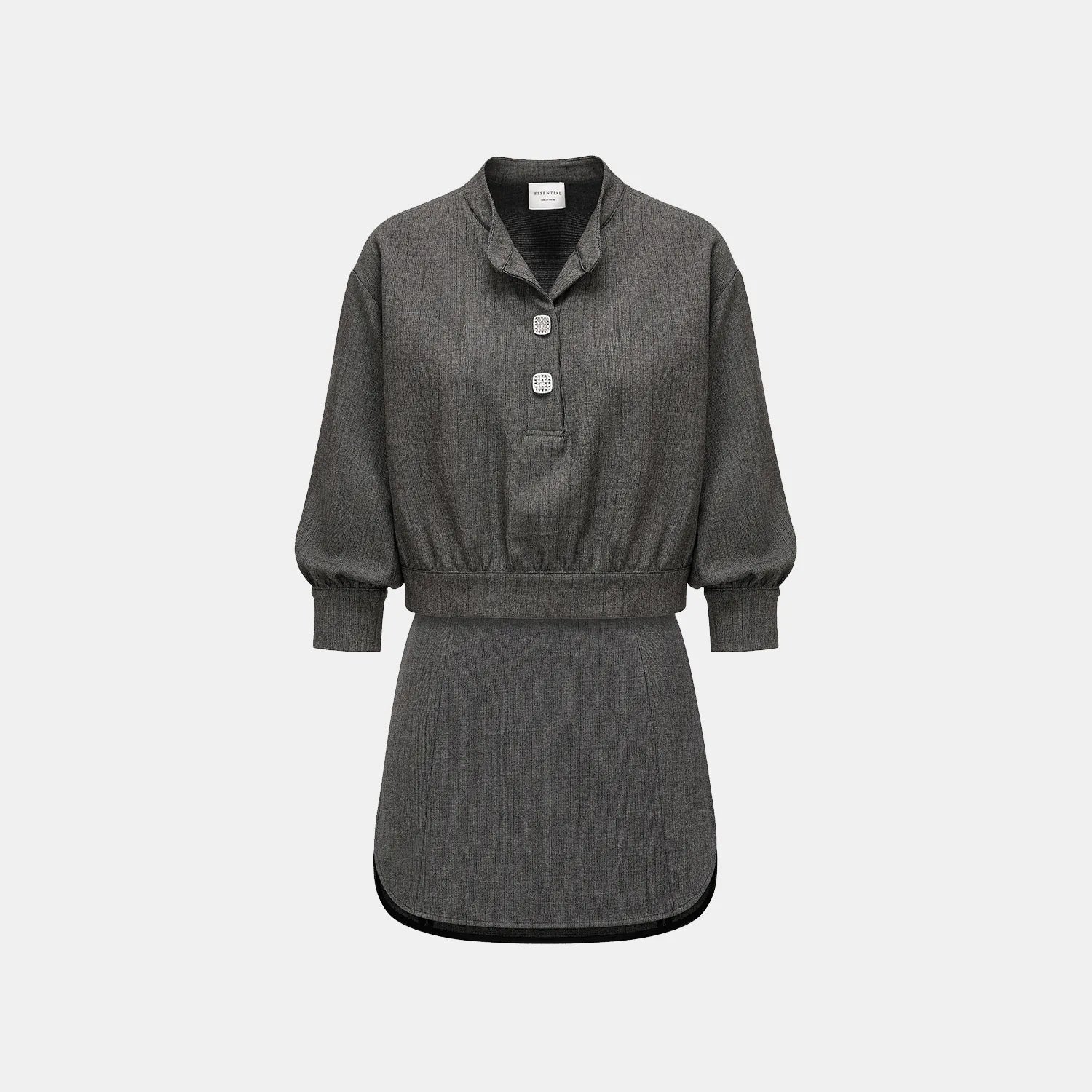 Essential Golf Collection Technical Fabric Relaxed 3/4 Sleeve Top — Black 