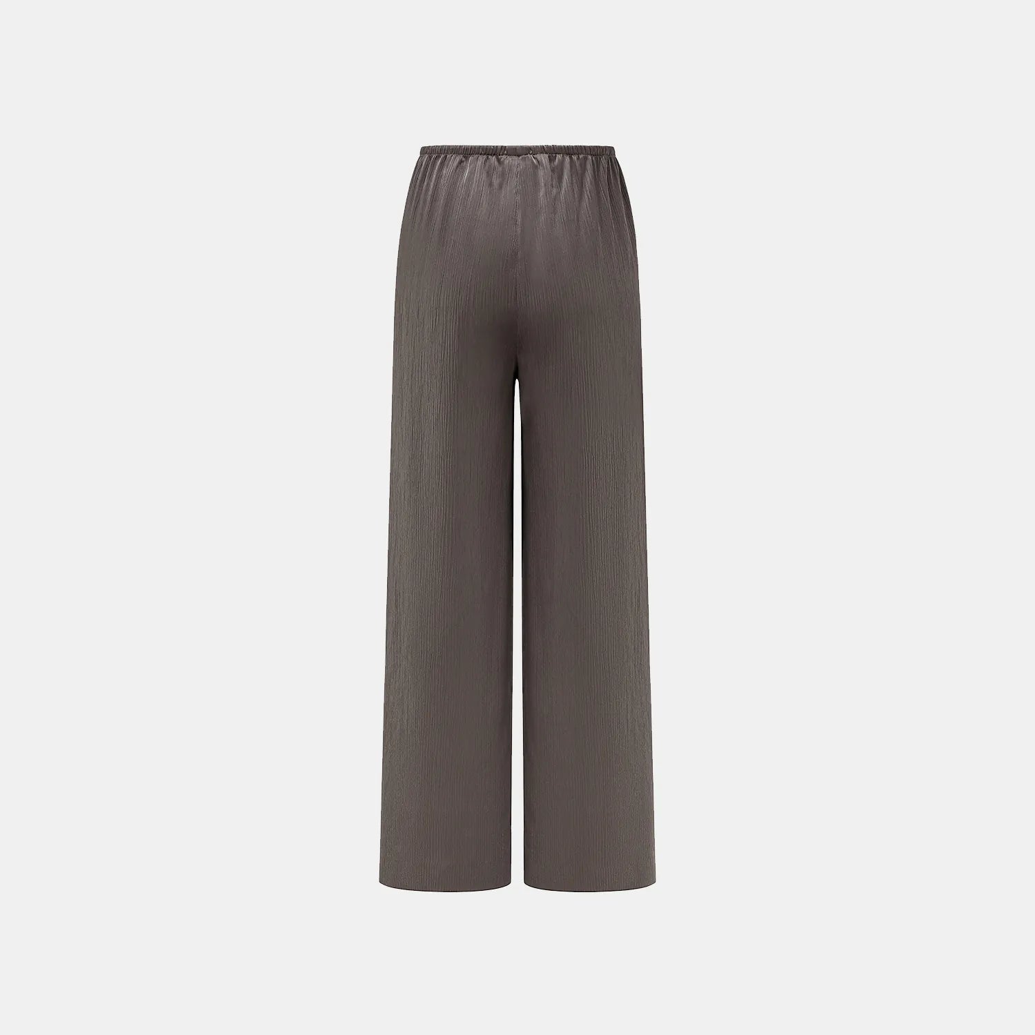 "Easy Go Chic" Korean Pleated Fabric Straight Leg Pants - Leather Brown 