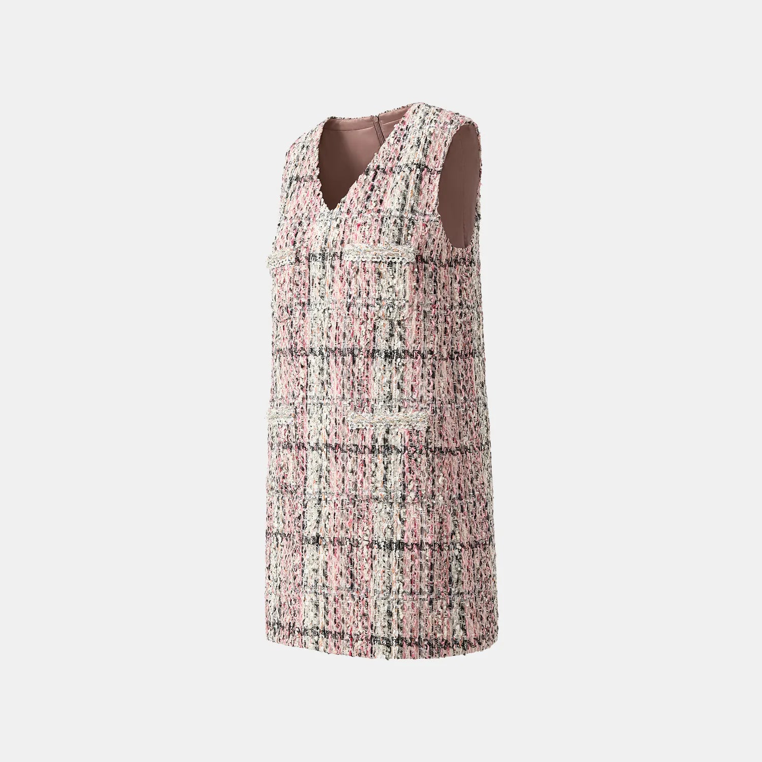 "Brunch at Ritz" Tweed V-neck dress—Ispahan 