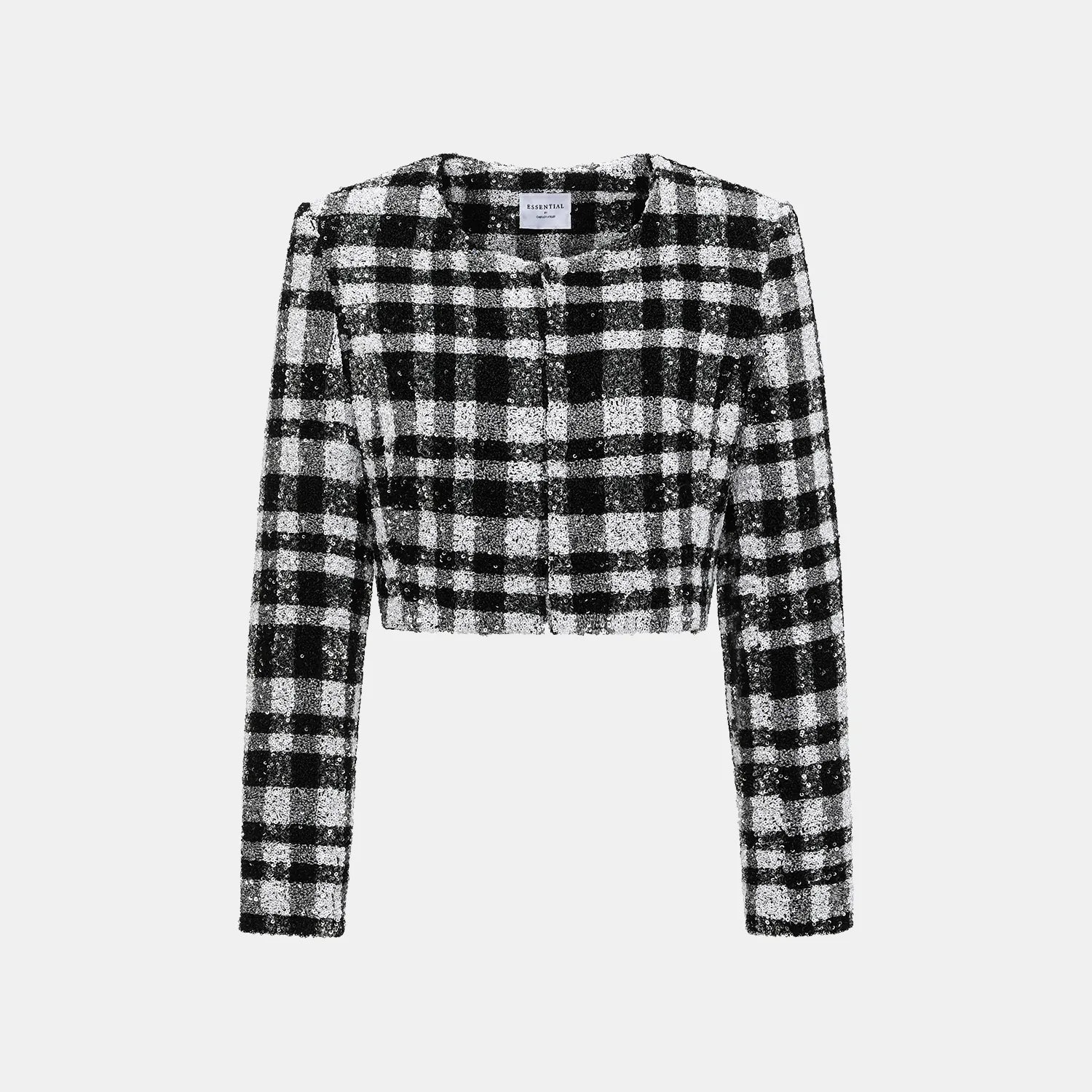 “Welcome to my party.” 亮片工藝墊肩短外套—Classic Checked.