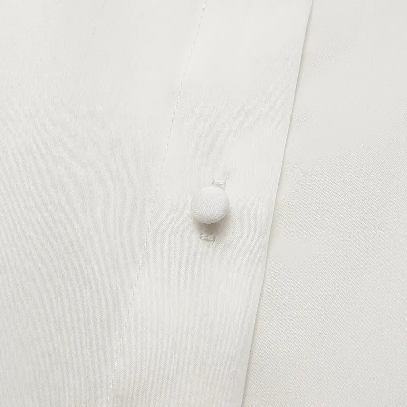 "慵倚春意" 真絲歐根緞立體剪裁國風罩衫— 杏花白