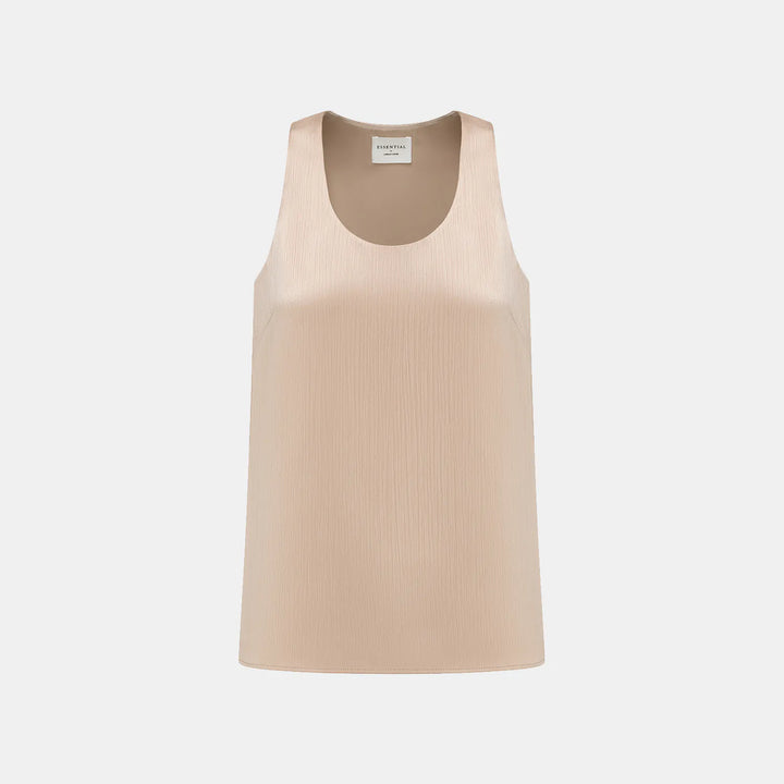 “Easy Go Chic” 韓國壓褶工藝面料背心— 裸金