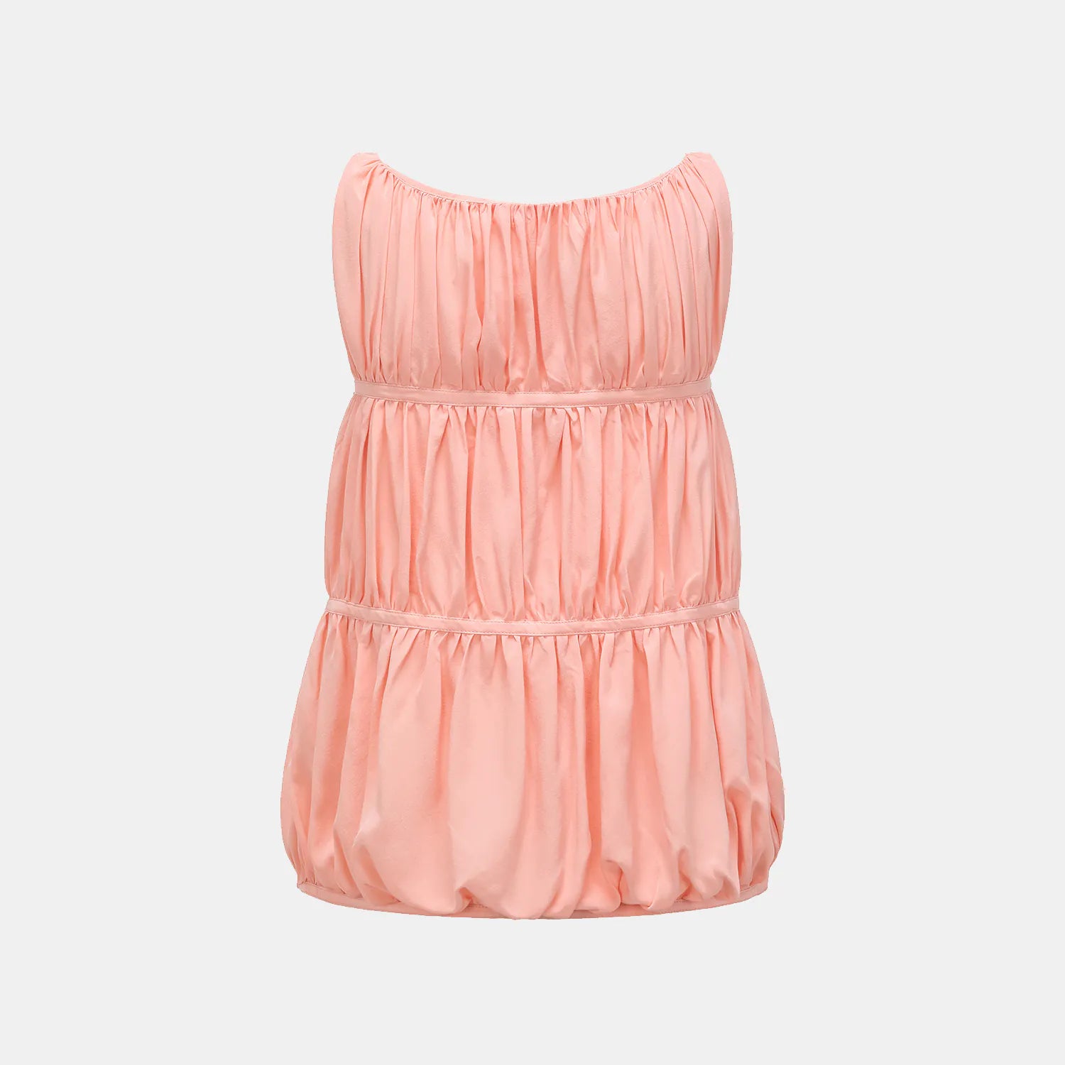 "Brunch at Ritz." 真絲雪紡立體抽褶背心—落日熔金粉