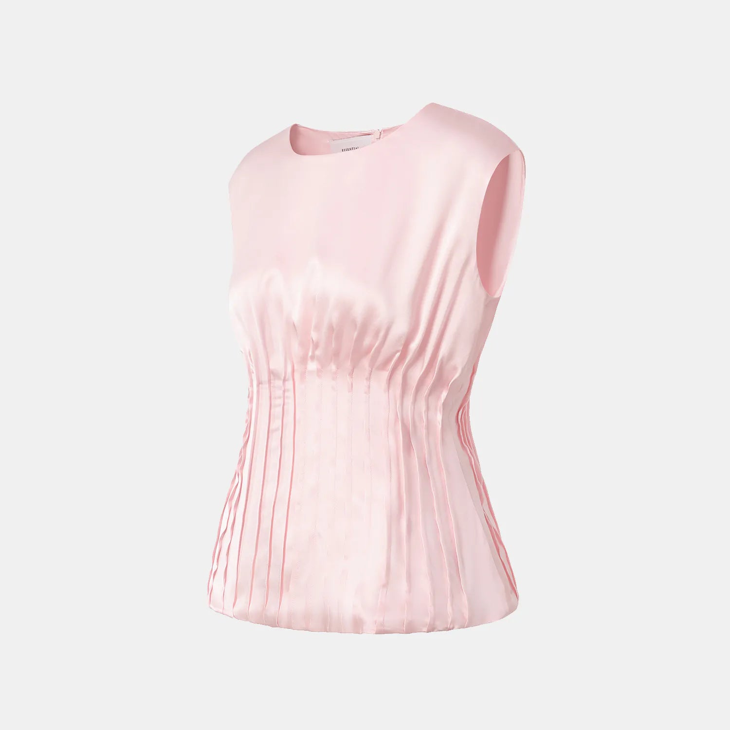 “Date night elegance. ” 100% 真絲立褶上衣— 粉紅