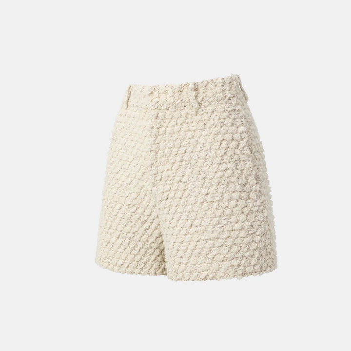 "Tokyo Hours" Tweed Shorts - Cloud White 