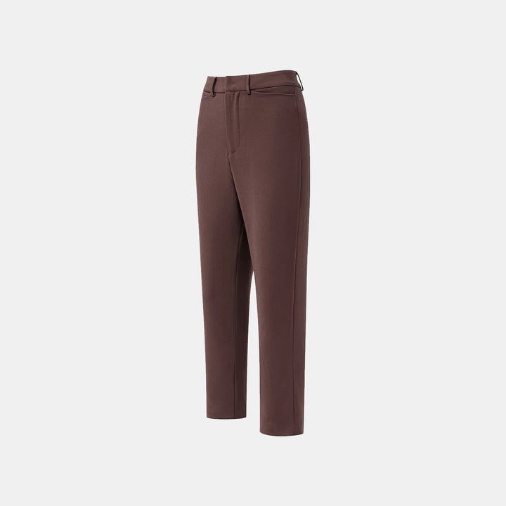 “Speak Sleek.” Anti-wrinkle Acetate Cropped Pants—Suede Brown 