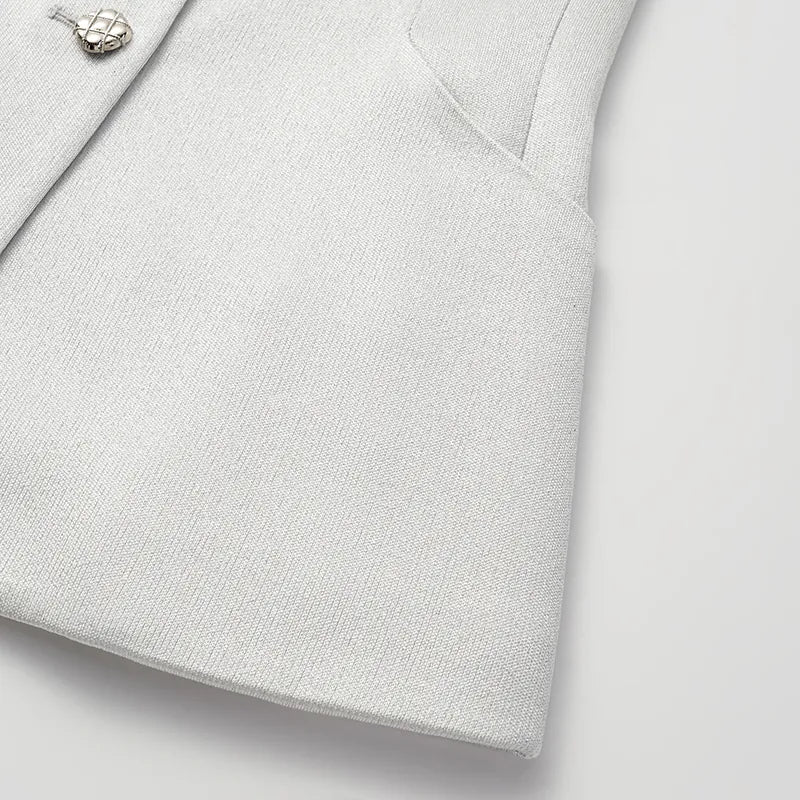 “Easy Go Chic” 醋酸針織面料馬甲背心 — 銀白