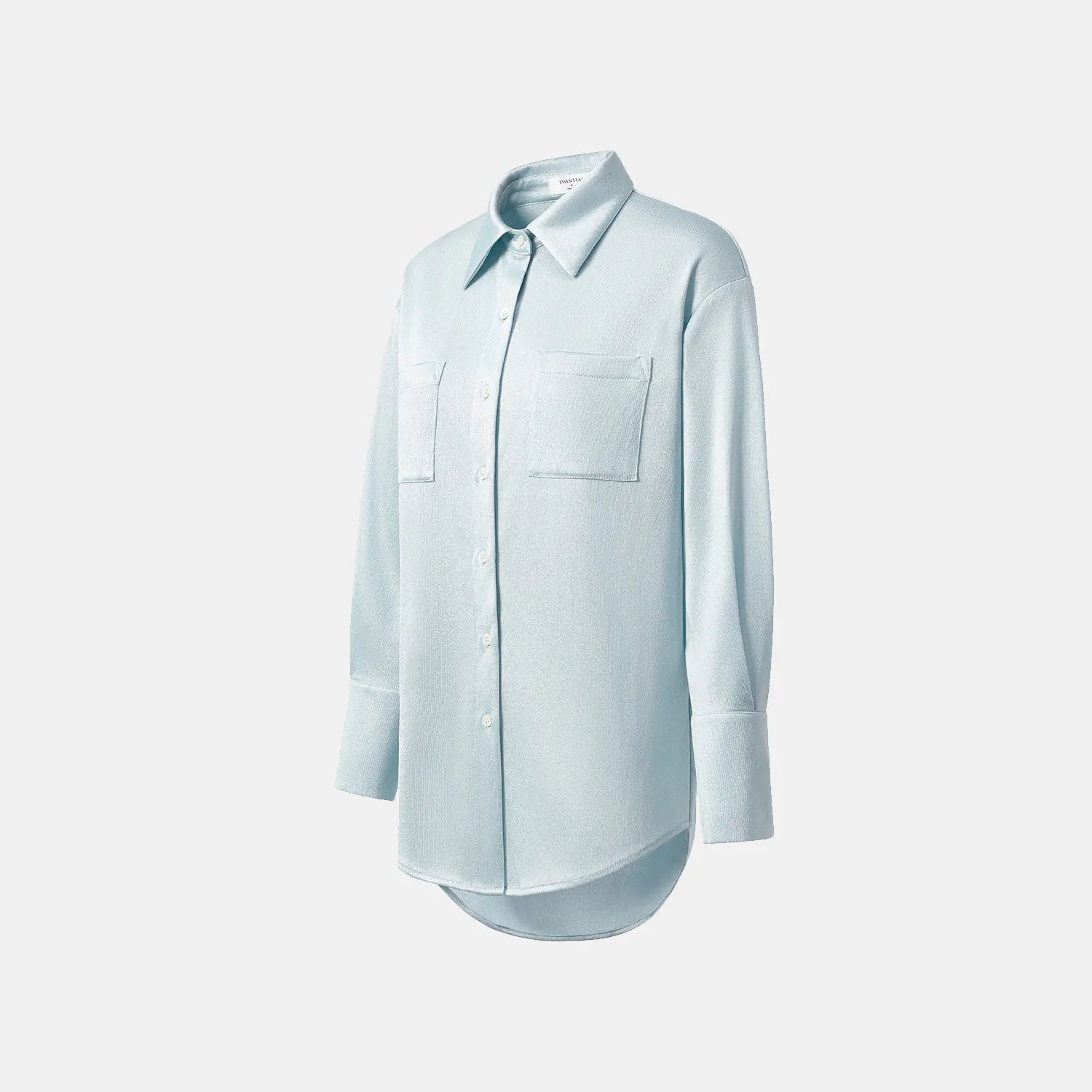 “Easy Go Chic” 醋酸針織面料Oversized 襯衫 — 淺藍