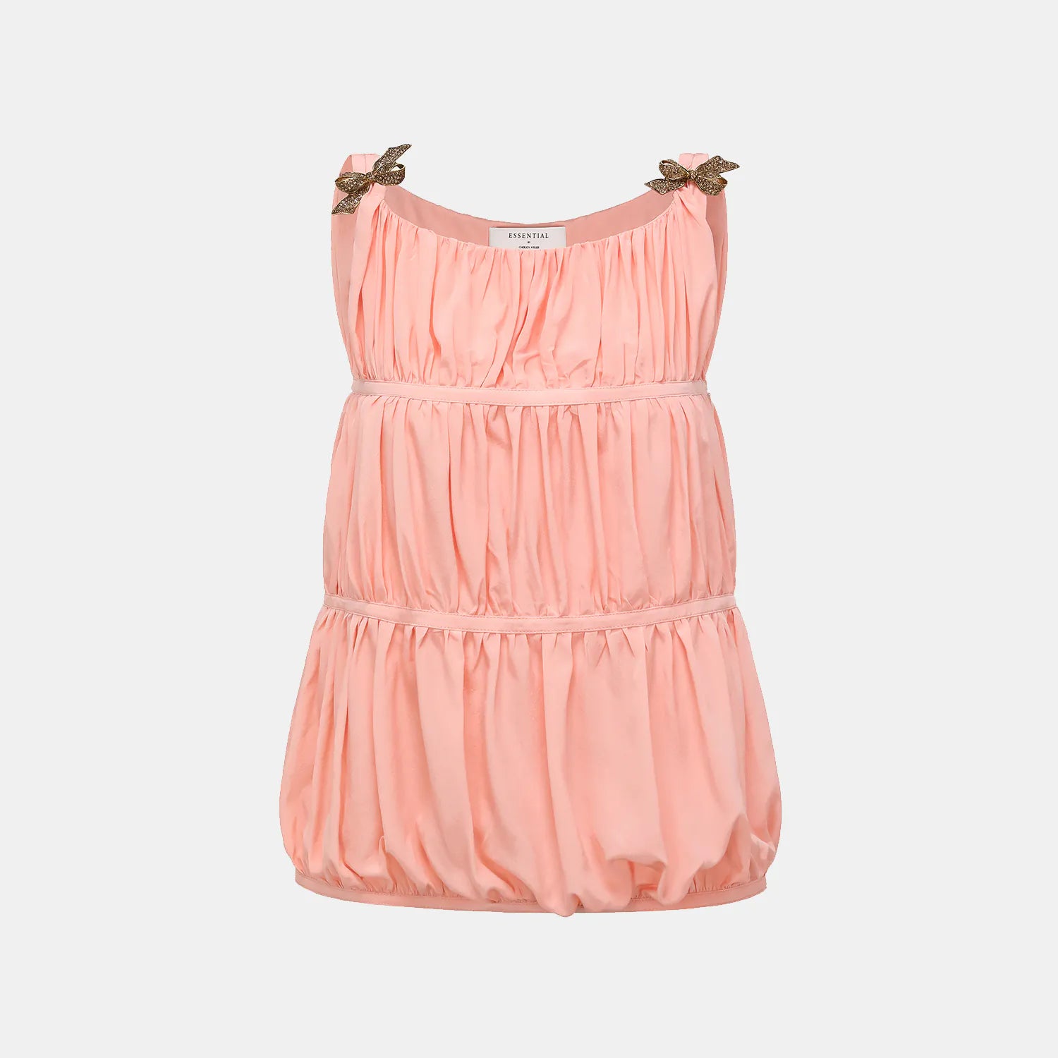 "Brunch at Ritz." 真絲雪紡立體抽褶背心—落日熔金粉