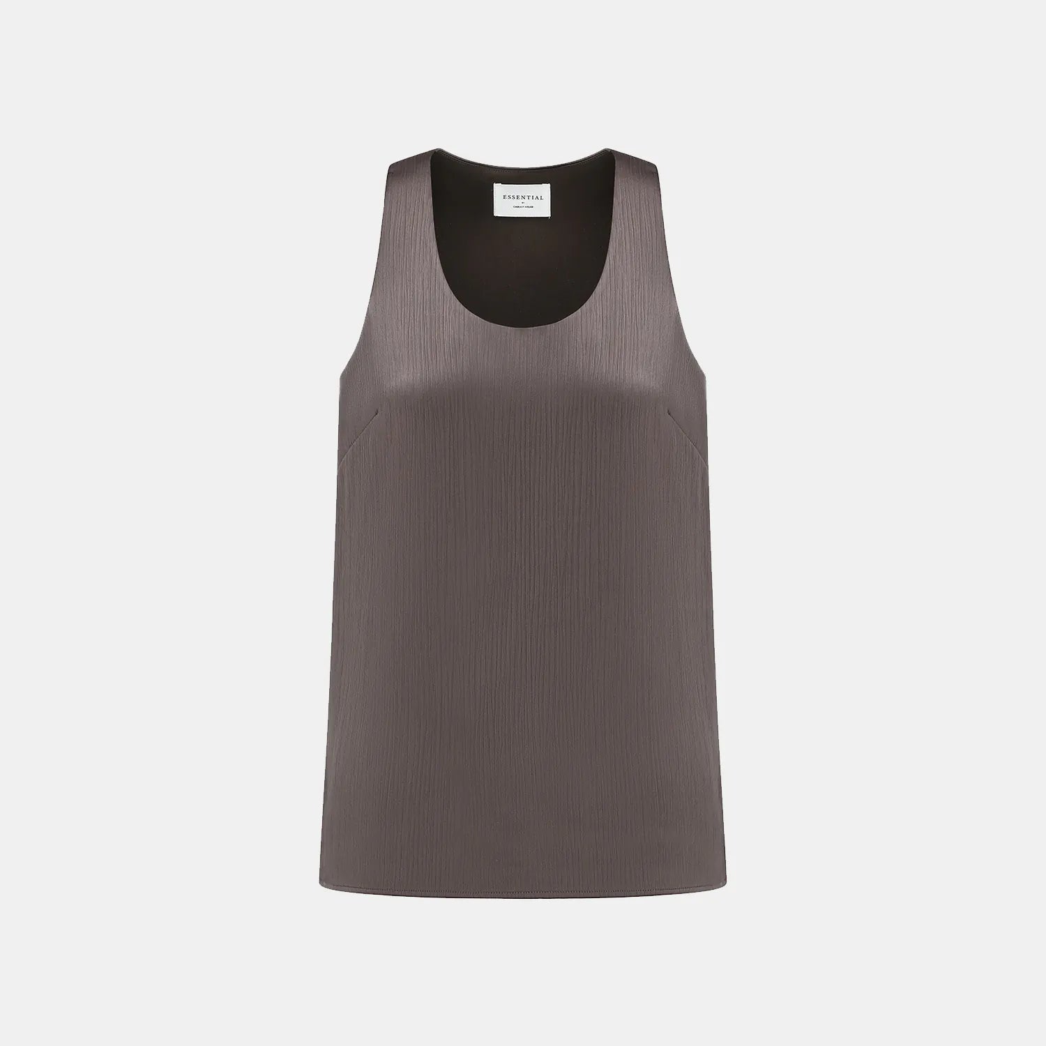 “Easy Go Chic” 韓國壓褶工藝面料背心— 皮革咖