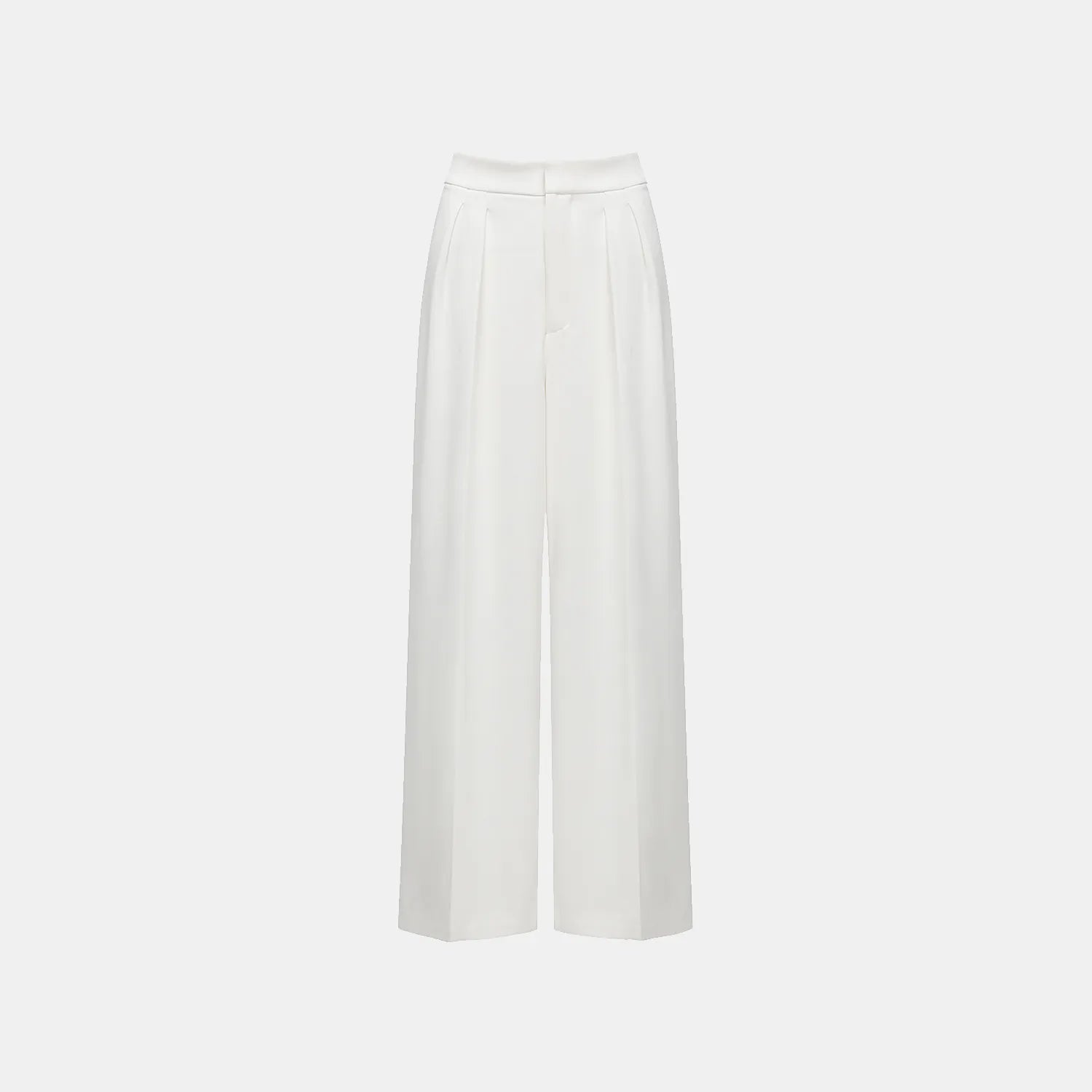 "Speak Sleek." Anti-wrinkle Acetate Special Cut Wide Leg Trousers - White 