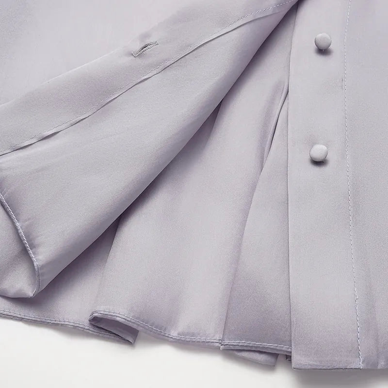 "慵倚春意" 真絲歐根緞立體剪裁國風罩衫— 暮雲煙紫