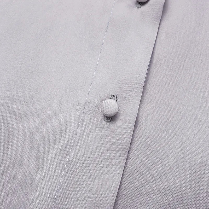 "慵倚春意" 真絲歐根緞立體剪裁國風罩衫— 暮雲煙紫