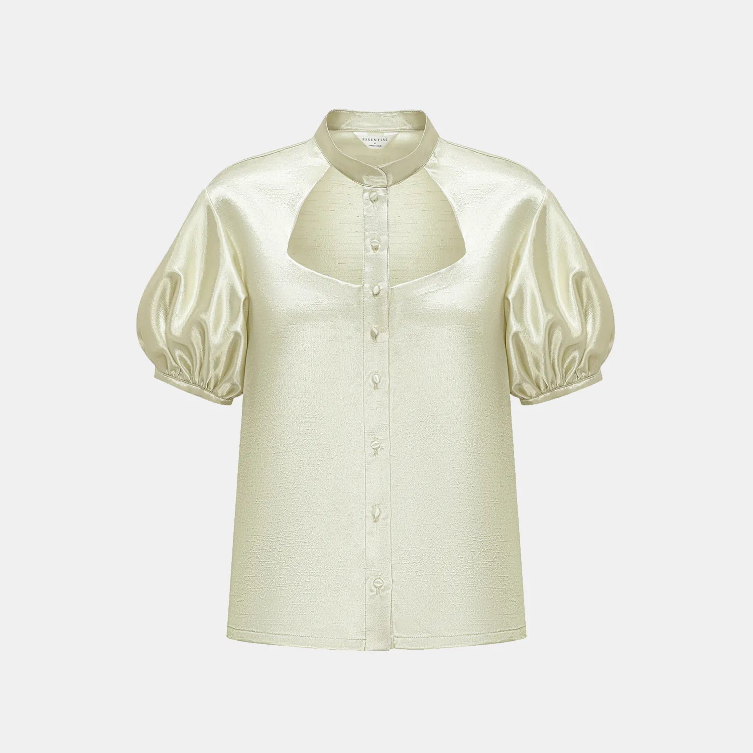 “Sloane Ave glam.” 鏤空設計襯衫— 氣泡綠 (霧面/緞面)