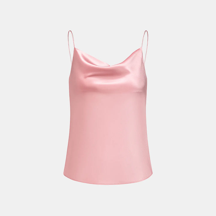 "Summer Diary" 醋酸盪領細肩帶背心—粉