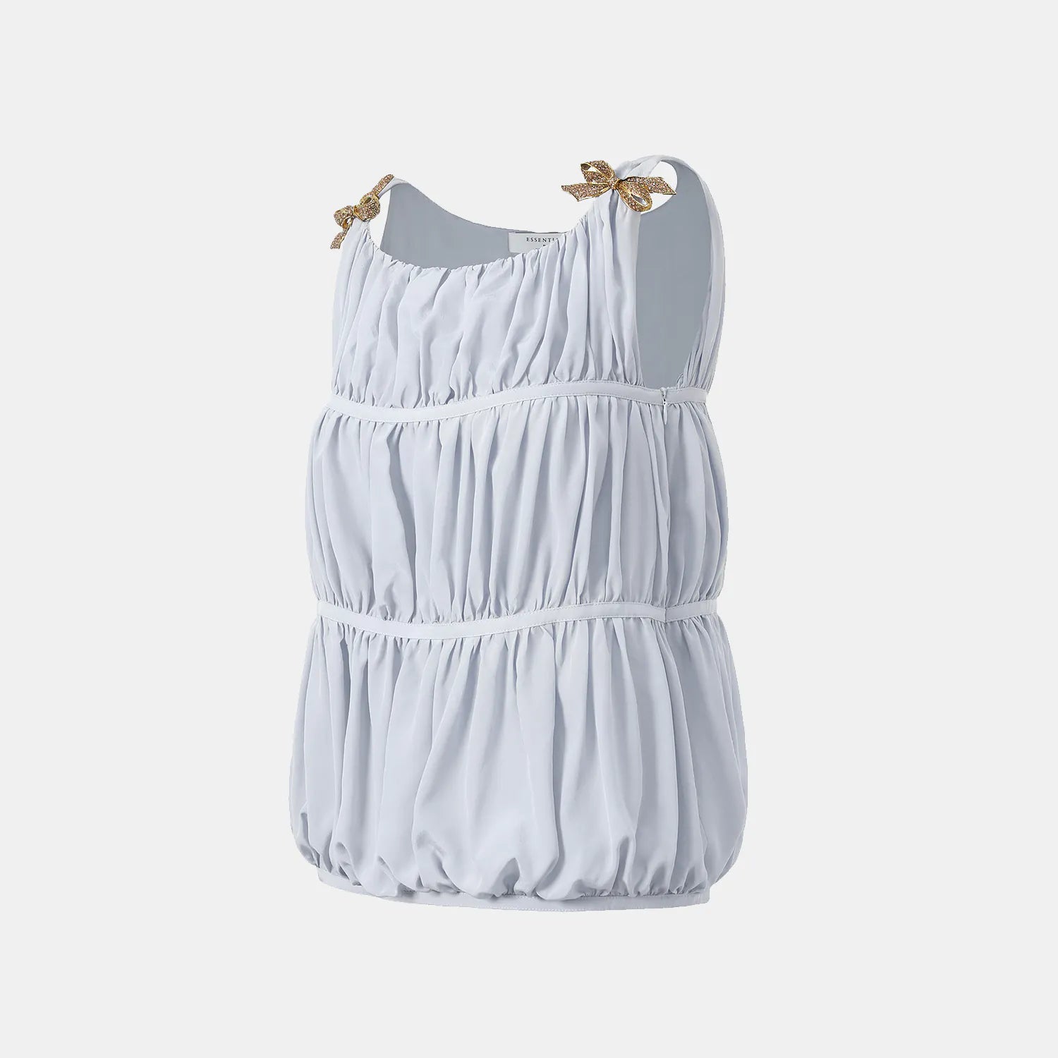 "Brunch at Ritz." 真絲雪紡立體抽褶背心— 暮雲煙紫