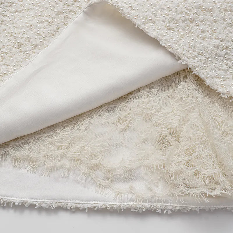 “Great Gatsby” Ruffo Coli 高級訂製手工珍珠面料褲裙—白色