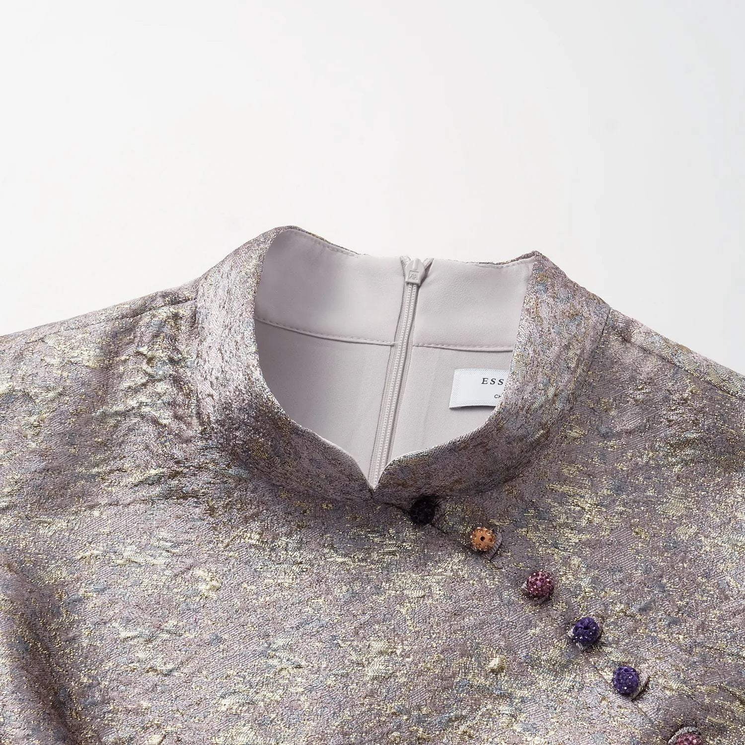 "Imperial Garden Gala" 義大利製提花面料新中式立裁輕國風短洋裝—紫藤繞翠