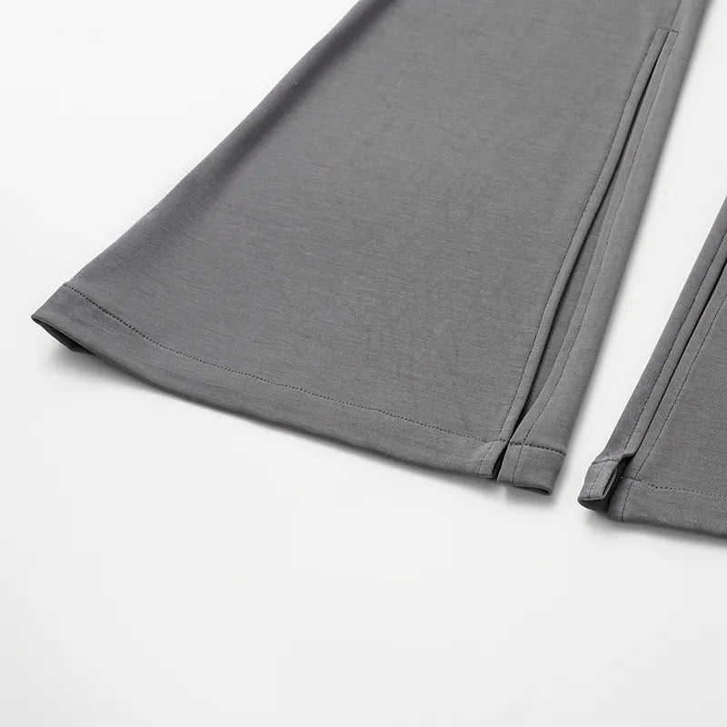 "Exquisite Daily" Ultra Soft Modal Vest/Straight Leg Pants Set - Gray 