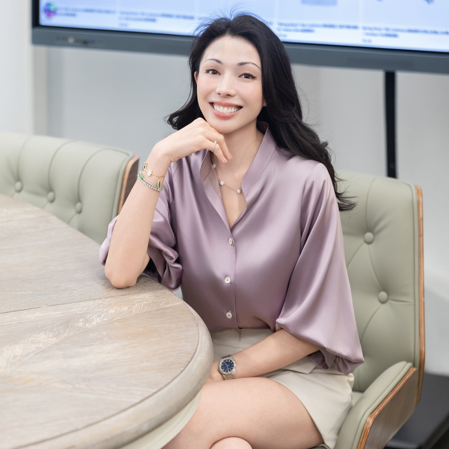 “Spring Diary”義大利真絲國風七分袖襯衫—Iris Drift 鳶尾流影