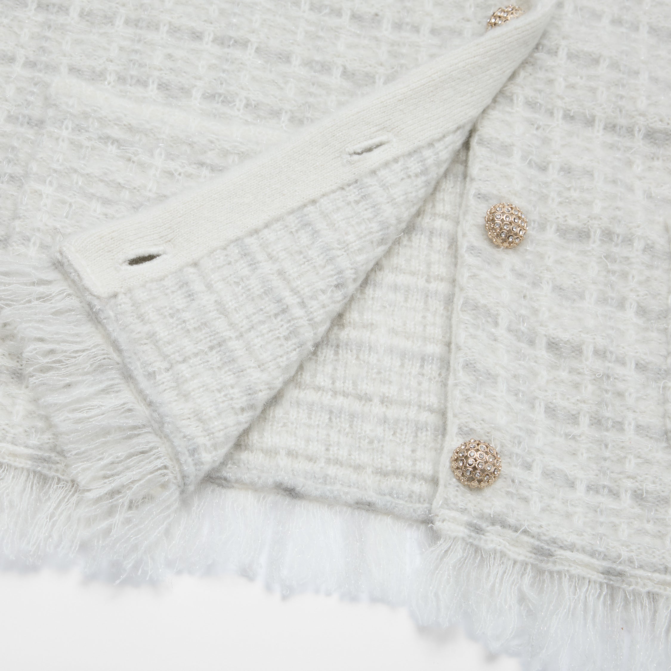 “Weekend at Monaco” Cashmere格織肌理流蘇針織外套—Blanc Rivage 白岸流光