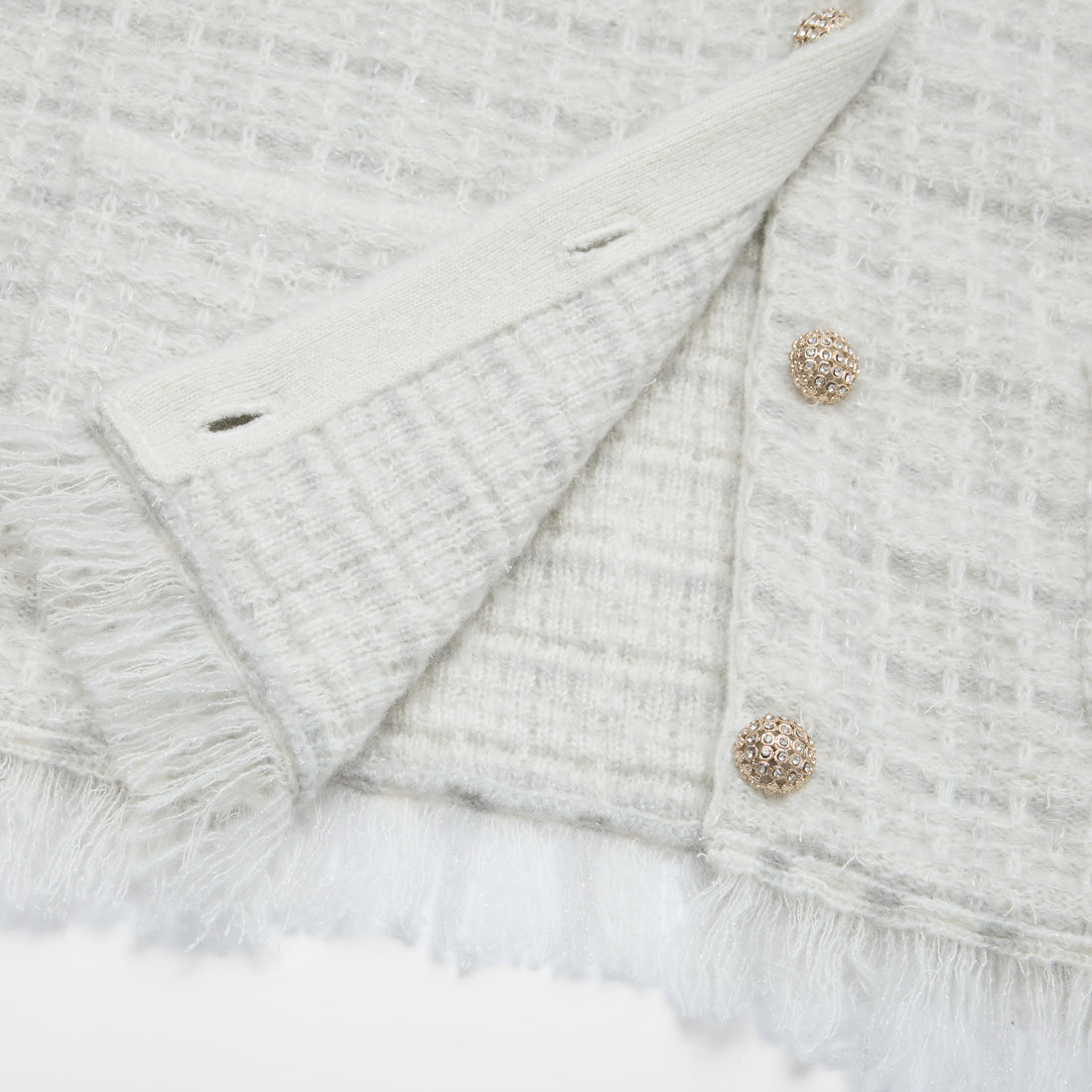 “Weekend at Monaco” Cashmere格織肌理流蘇針織外套—Blanc Rivage 白岸流光
